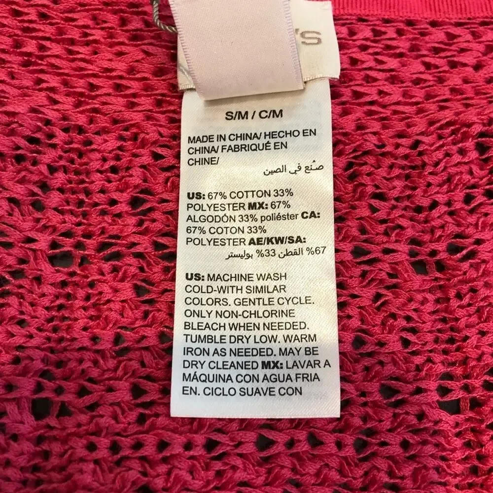 Chico’s bright pink lightweight knit wrap sweater size Small / Medium S/M NWT